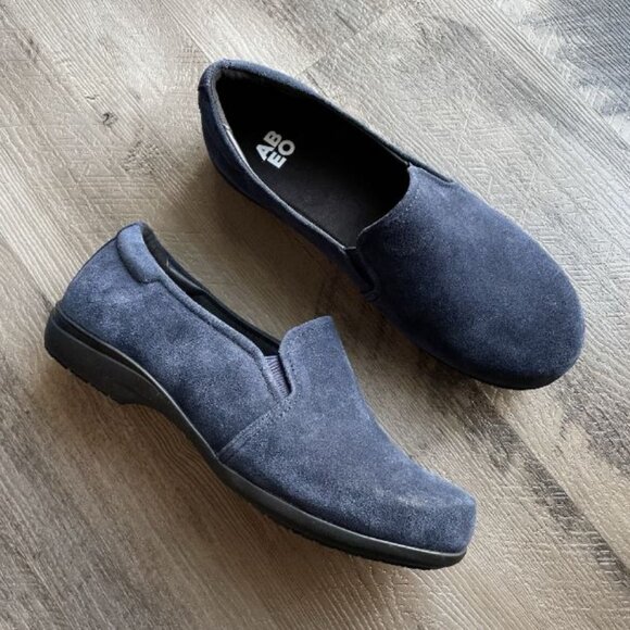 Abeo Shoes Womens 8 Ayka Flats Blue Suede Shoe Arch Support Loafer Comfort - Picture 1 of 7